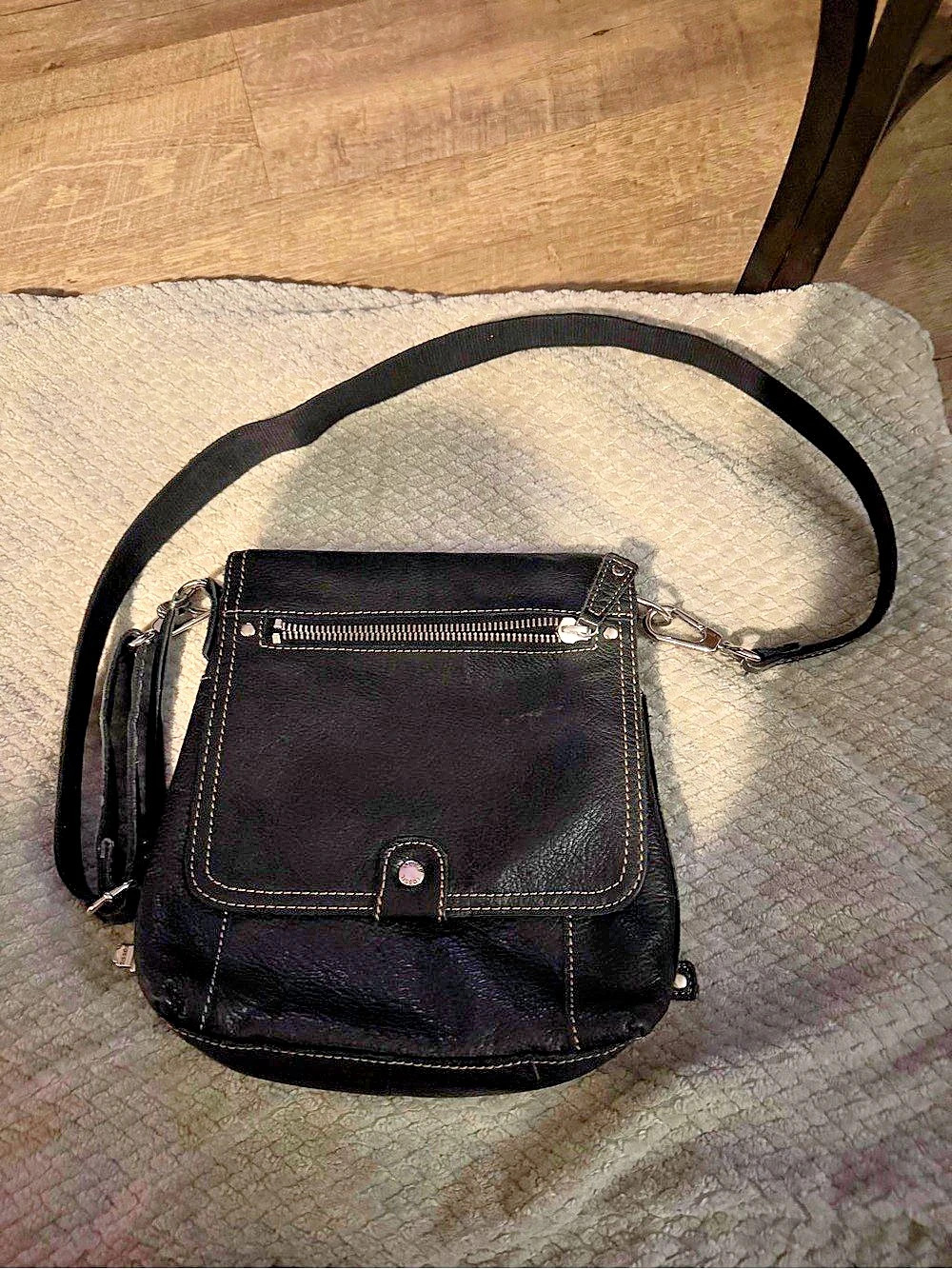 Fossil Black Leather Crossbody Bag